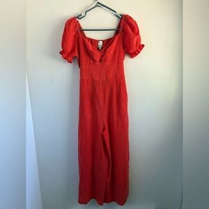 Minkpink Puff Sleeve Twisted Knot Jumpsuit